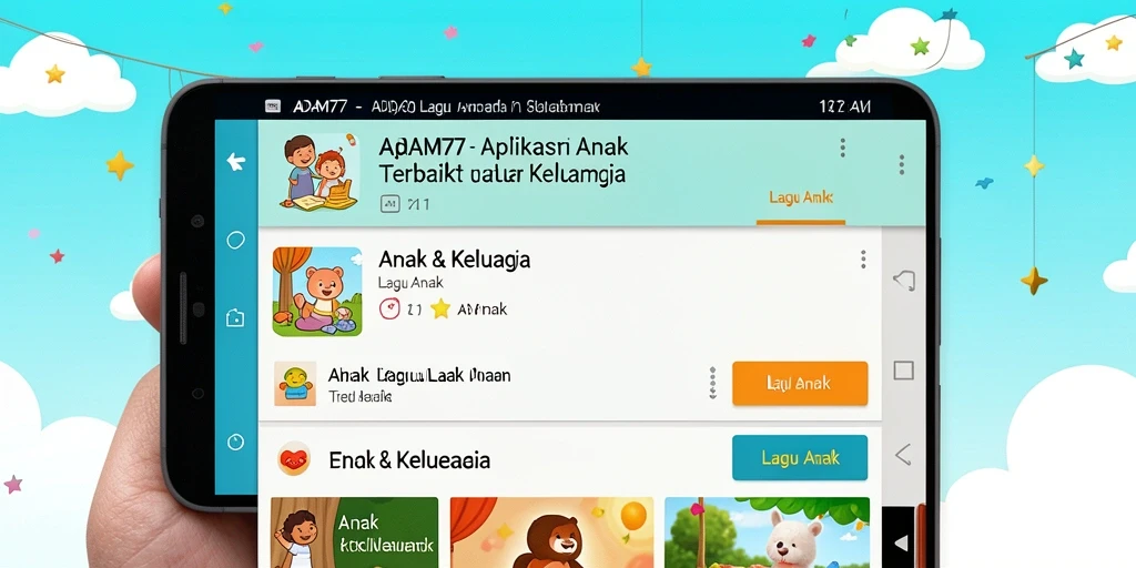 Antarmuka pengguna <strong>ADAM77</strong> yang ceria dan ramah anak.