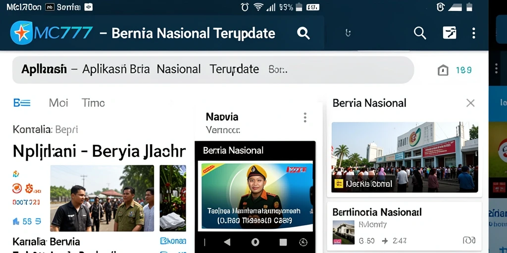 Antarmuka aplikasi MC777 menampilkan berita nasional terkini dengan jelas.