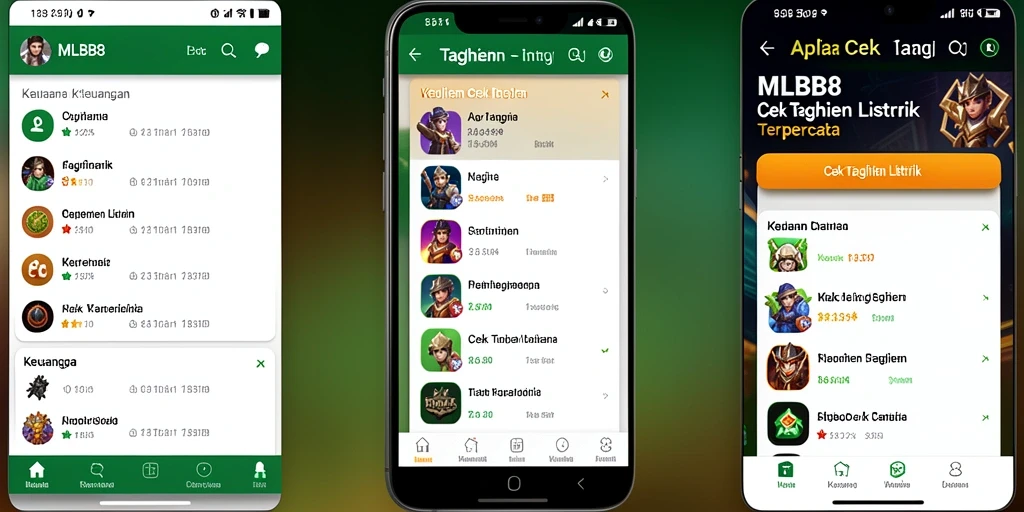Tampilan antarmuka aplikasi Cek Tagihan Listrik MLBB8 yang sederhana.