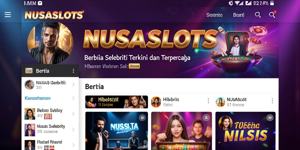 Tampilan antarmuka aplikasi NUSASLOTS yang modern dan informatif.