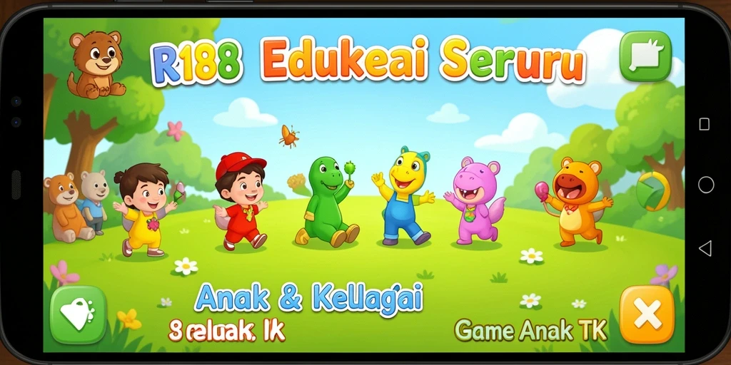 Antarmuka menarik dan permainan edukatif untuk anak-anak.